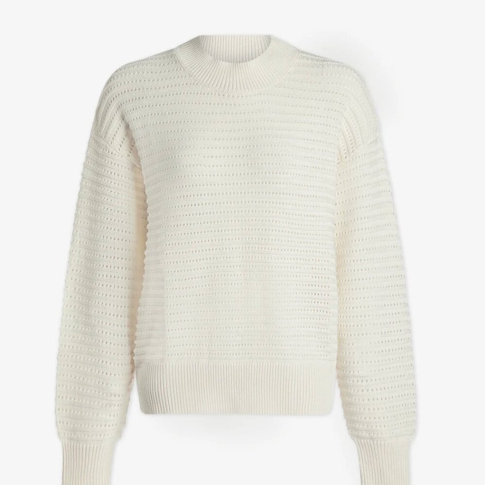 Varley Franco Mock Neck Knit in Egret, Size Medium